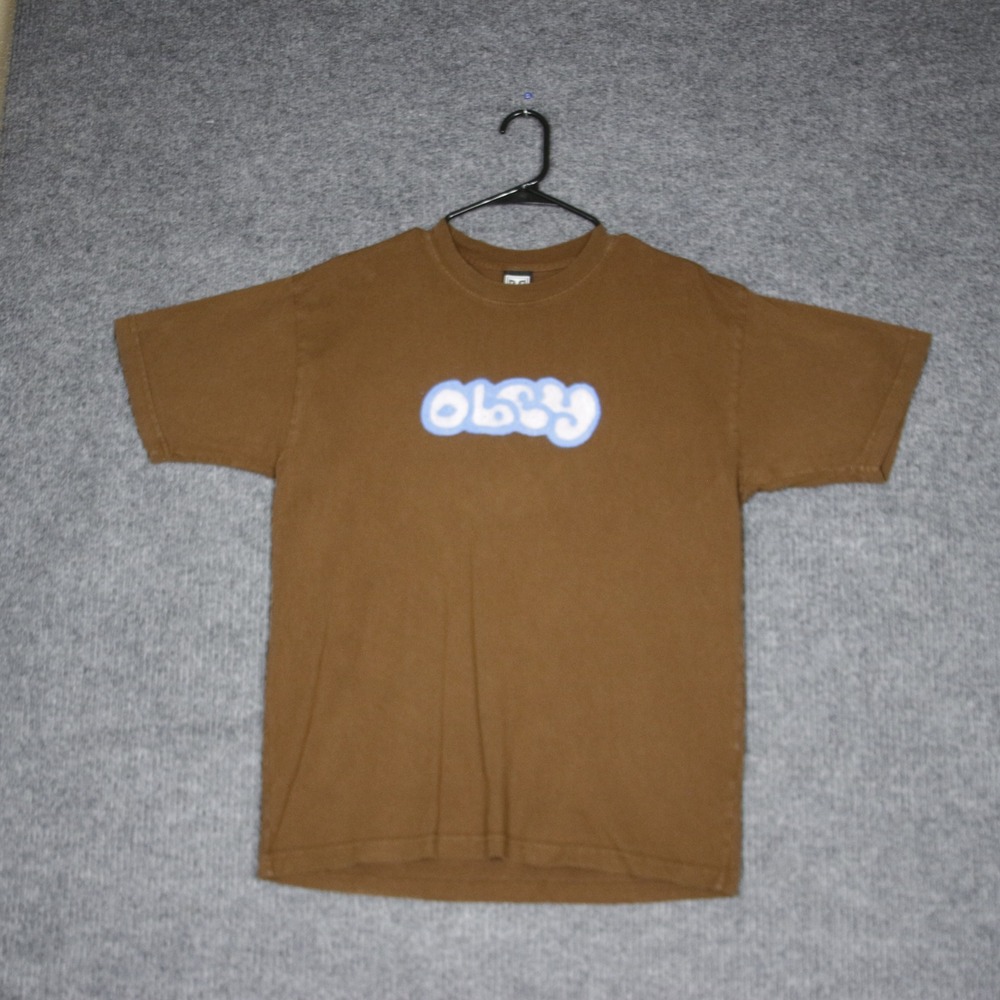 OBEY Mens Brown Short Sleeve Graphic T Shirt Obey Giant Logo‎ Size Medium